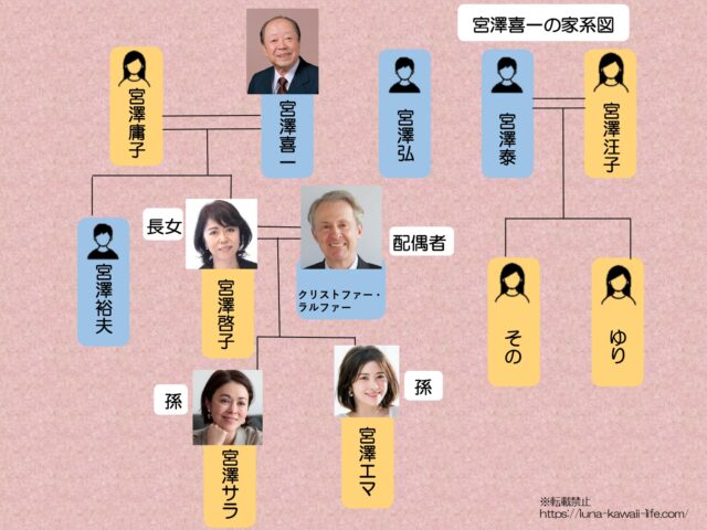 記事作成者が作成した宮澤喜一の家系図
